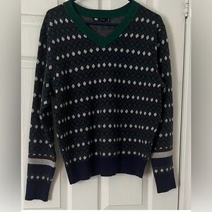Simons V-Neck Sweater - Green, Blue, and Gray